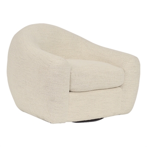 Armen Living Molly Upholstered Polyurethane Swivel Accent Chair in Pearl