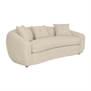 Armen Living Molly 96.5&quot Upholstered Polyurethane Curved Sofa in Pearl