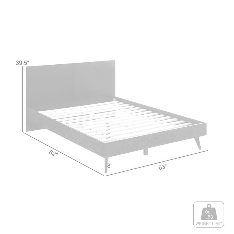 Petra Queen Platform Wood Bed Frame in Black Finish