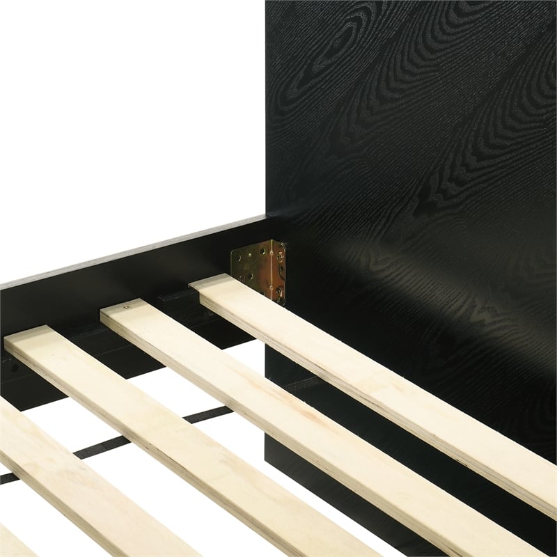 Petra Queen Platform Wood Bed Frame in Black Finish