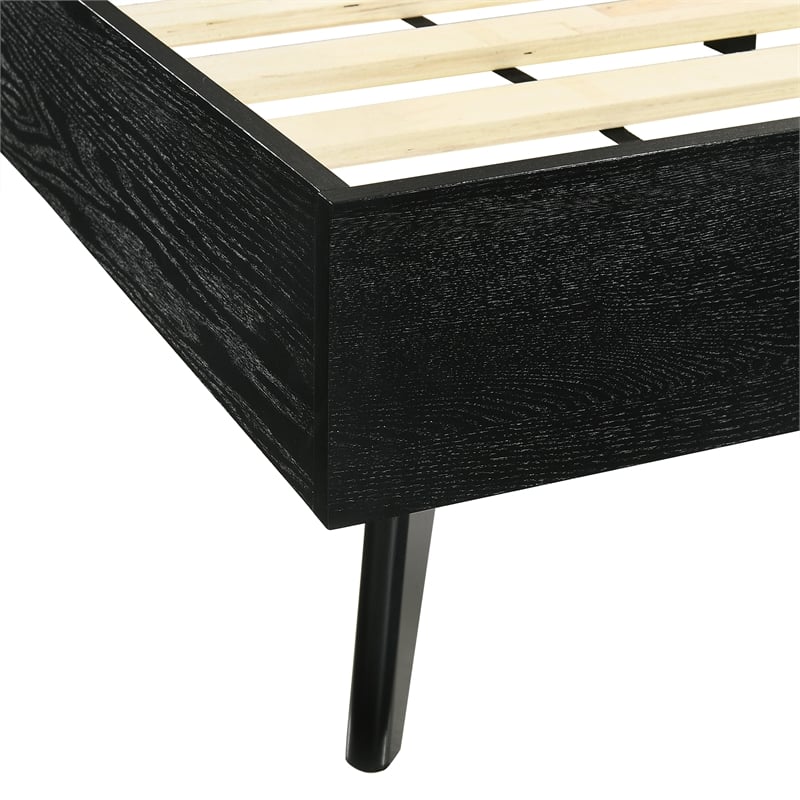 Petra Queen Platform Wood Bed Frame in Black Finish