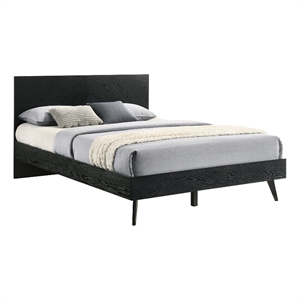 Petra Queen Platform Wood Bed Frame in Black Finish