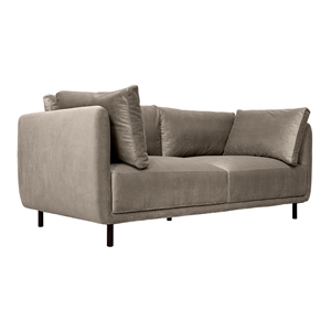 Armen Living Serenity 79&quot Velvet & Metal Sofa in Fossil Gray and Black