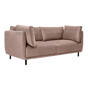 Armen Living Serenity 79&quot Velvet & Metal Sofa in Mauve and Black