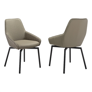Armen Living Shilo 18.5&quot Faux Leather Dining Chair in Taupe Gray (Set of 2)