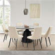 Knox Genesis 7 Piece Dining Set with Stone Top and Beige Faux Leather Chairs