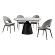 Knox Lucia 5 Piece Dining Set with Stone Top and Gray Fabric Chairs