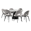 Knox Lucia 7 Piece Dining Set with Stone Top and Gray Fabric Chairs