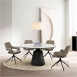 Knox Penny 5 Piece Dining Set with Stone Top and Brown Fabric Chairs