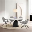 Knox Penny 5 Piece Dining Set with Stone Top and Gray Fabric Chairs