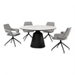 Knox Penny 5 Piece Dining Set with Stone Top and Gray Fabric Chairs