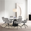 Knox Penny 7 Piece Dining Set with Stone Top and Gray Fabric Chairs