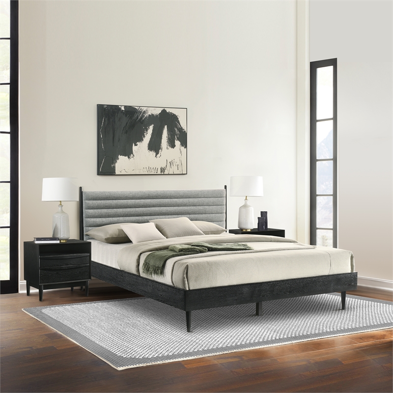 Artemio King 3 Piece Wood Bedroom Set in Black Finish