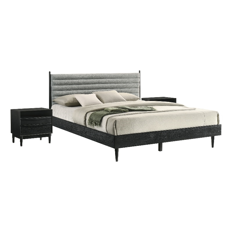 Artemio King 3 Piece Wood Bedroom Set in Black Finish