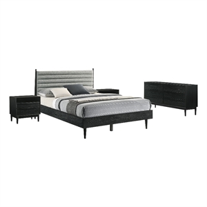 Artemio Queen 4 Piece Wood Bedroom Set in Black Finish