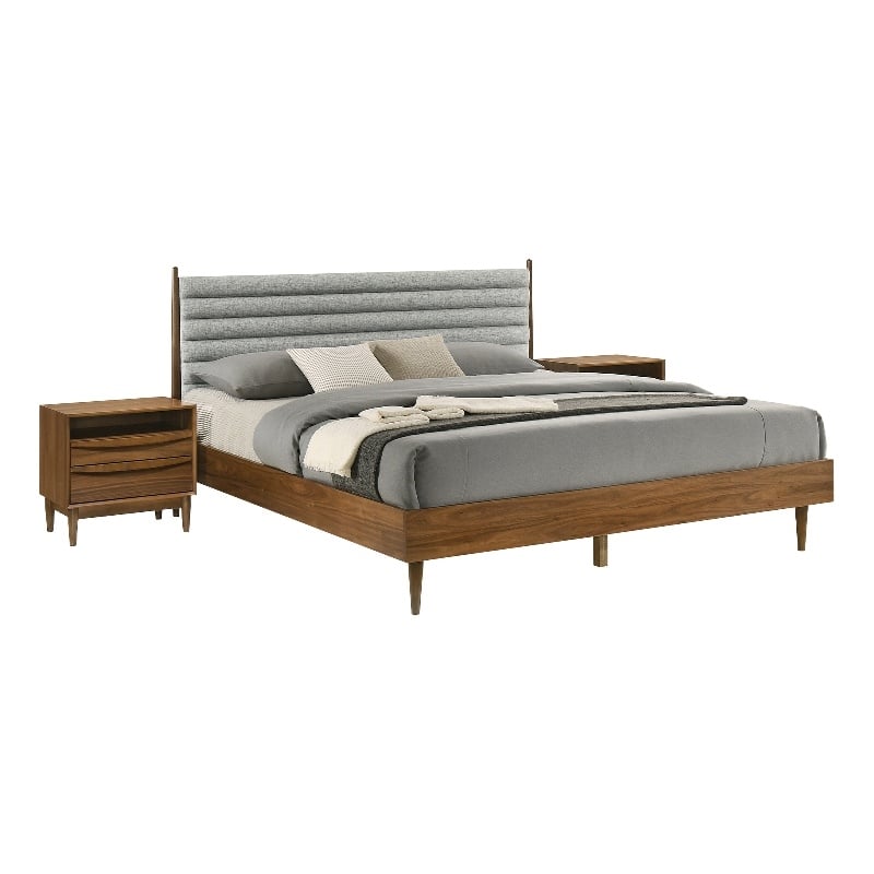 Artemio King 3 Piece Wood Bedroom Set in Walnut Finish