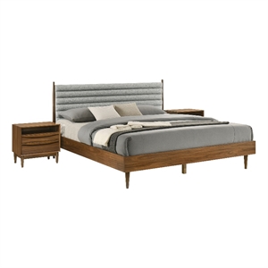 Artemio King 3 Piece Wood Bedroom Set in Walnut Finish