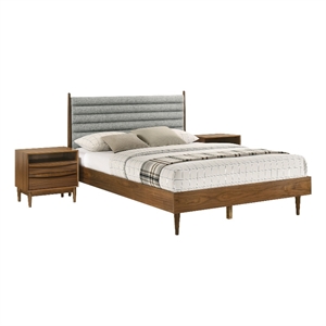 Artemio Queen 3 Piece Wood Bedroom Set in Walnut Finish