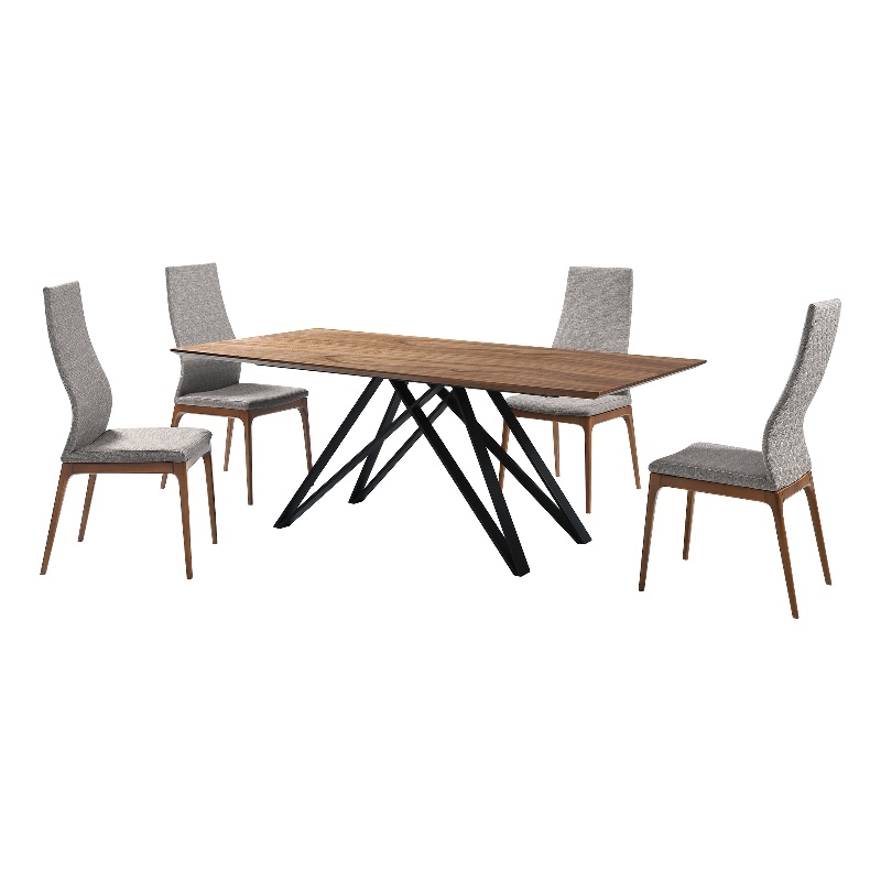 Modena Parker 5 Piece Dining Set with Gray Fabric Chairs