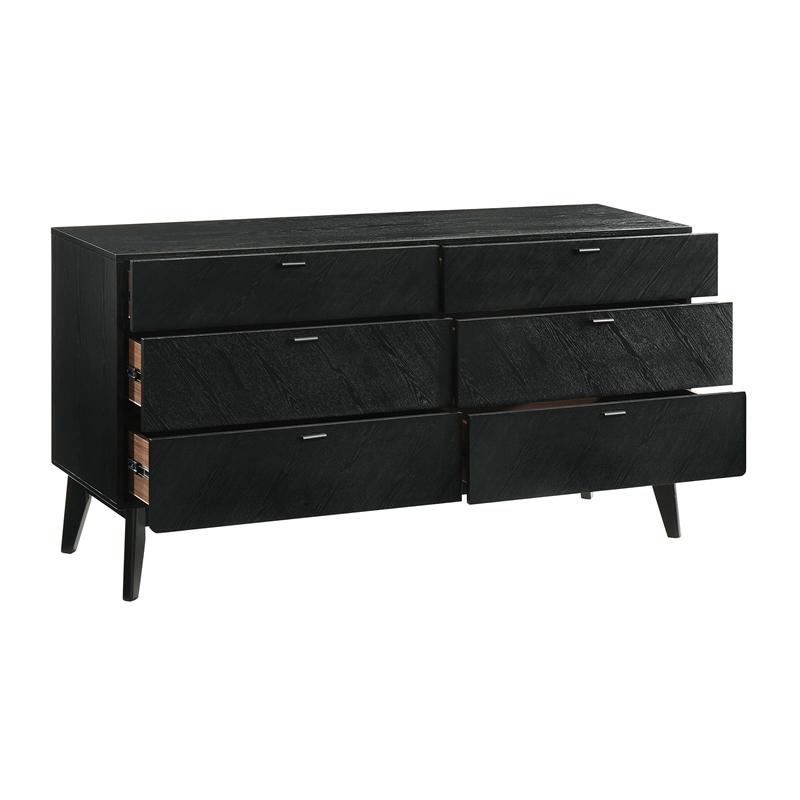 Petra King 4 Piece Wood Bedroom Set in Black Finish