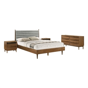 Artemio Queen 4 Piece Wood Bedroom Set in Walnut Finish