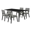 Channell 5 Piece Black Wood Dining Table Set with Charcoal Fabric