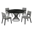Cirque Channell 5 Piece Black Wood Dining Table Set with Charcoal Fabric