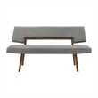 Channell 5 Piece Walnut Wood Dining Table Set with Benches in Charcoal Fabric