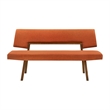 Channell 5 Piece Walnut Wood Dining Table Set with Benches in Orange Fabric