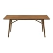 Channell 6 Piece Walnut Wood Dining Table Set with Bench in Blue Fabric
