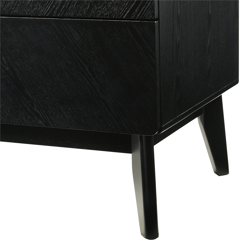 Petra Queen 4 Piece Wood Bedroom Set in Black Finish