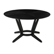 Santana 5 Piece Round Black Wood Dining Table Set with Charcoal Fabric