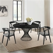 Cirque Santana 5 Piece Black Wood Dining Table Set with Charcoal Fabric