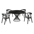 Cirque Santana 5 Piece Black Wood Dining Table Set with Charcoal Fabric