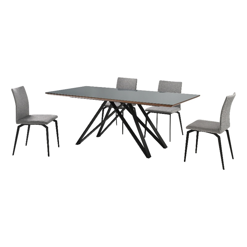 Urbino Lyon 5 Piece Dining Set with Gray Fabric Chairs