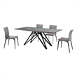 Urbino Lyon 5 Piece Dining Set with Gray Fabric Chairs