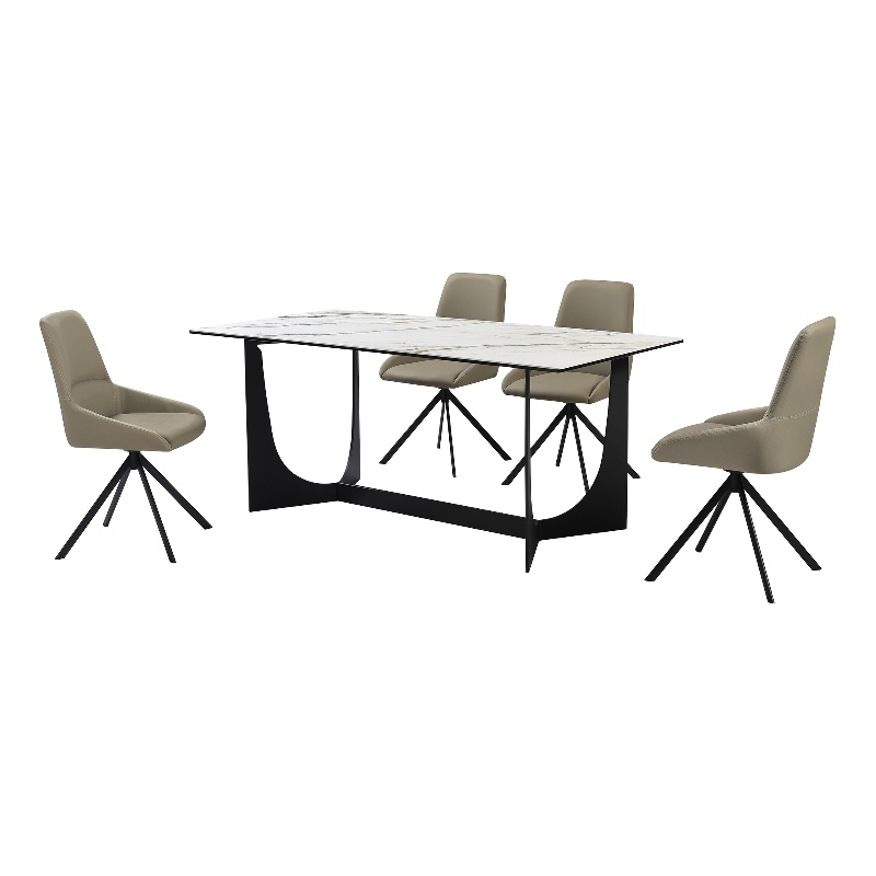 Esme Maverick 5 Piece Dining Set with Taupe Gray Faux Leather Chairs