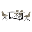 Esme Maverick 5 Piece Dining Set with Taupe Gray Faux Leather Chairs