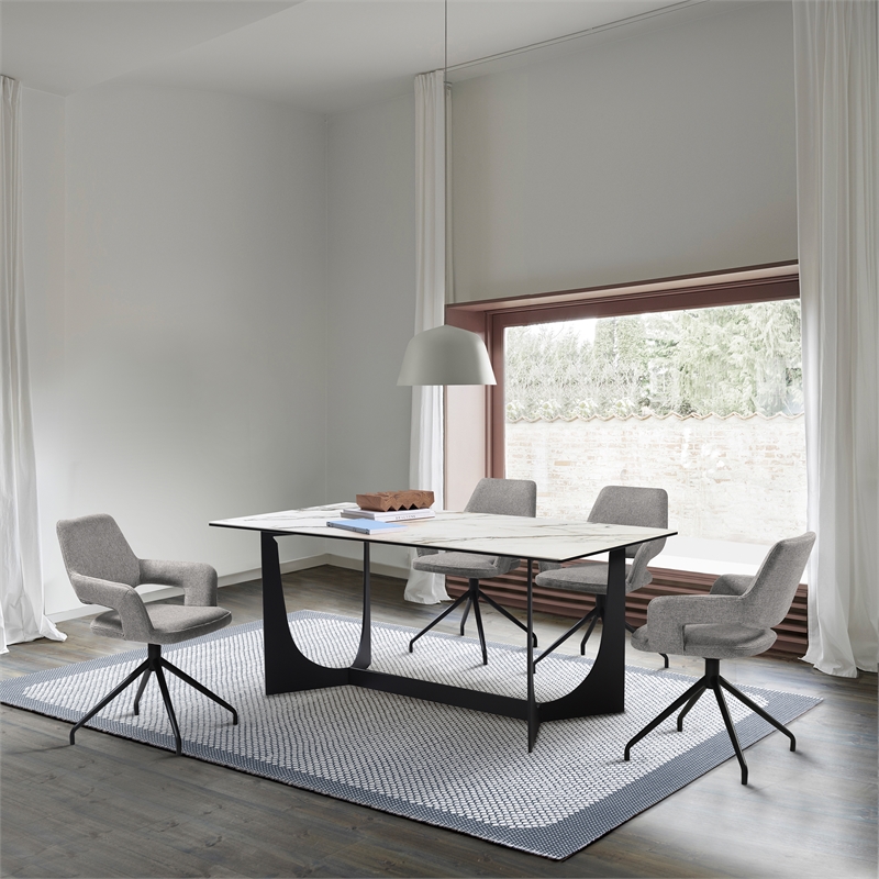 Esme Penny 5 Piece Dining Set with Gray Fabric Chairs