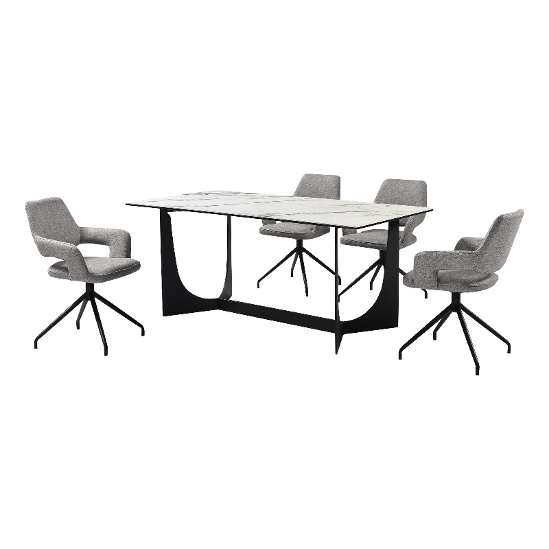Esme Penny 5 Piece Dining Set with Gray Fabric Chairs