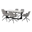 Esme Penny 7 Piece Dining Set with Gray Fabric Chairs