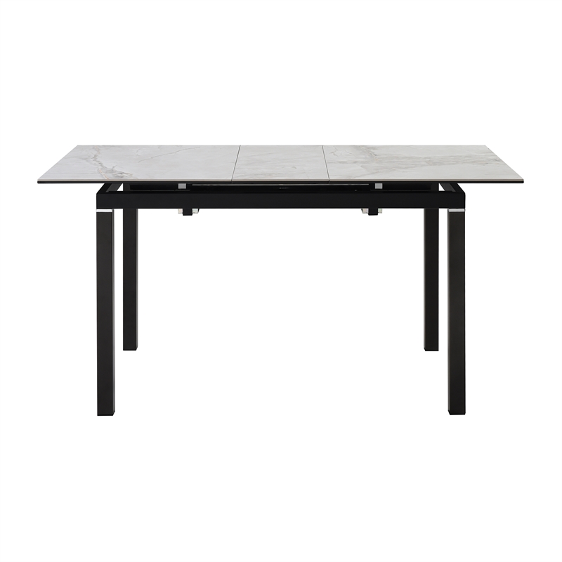 Giana Kash 7 Piece Extendable Dining Set with Black Faux Leather Chairs