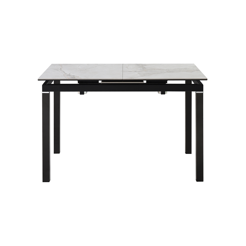 Giana Kash 7 Piece Extendable Dining Set with Black Faux Leather Chairs