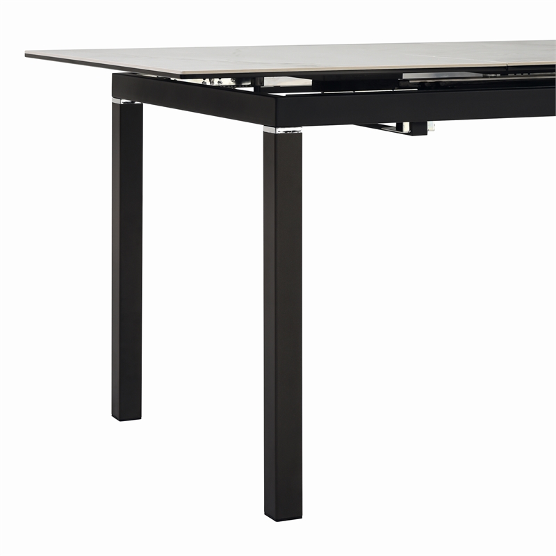 Giana Kash 7 Piece Extendable Dining Set with Black Faux Leather Chairs