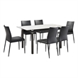 Giana Kash 7 Piece Extendable Dining Set with Black Faux Leather Chairs