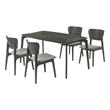 Kalia 5 Piece Wood Dining Set in Gray Finish with Gray Fabric