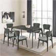 Kalia 7 Piece Wood Dining Set in Gray Finish with Gray Fabric
