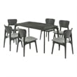 Kalia 7 Piece Wood Dining Set in Gray Finish with Gray Fabric