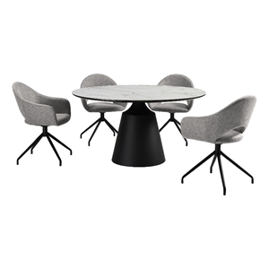 knox pria 5 piece dining set with stone top and gray fabric chairs