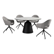 Knox Pria 5 Piece Dining Set with Stone Top and Gray Fabric Chairs